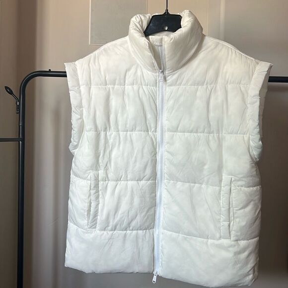 New Free People In A Bubble Puffer Vest Short Sleeve Jacket White S - Picture 3 of 7
